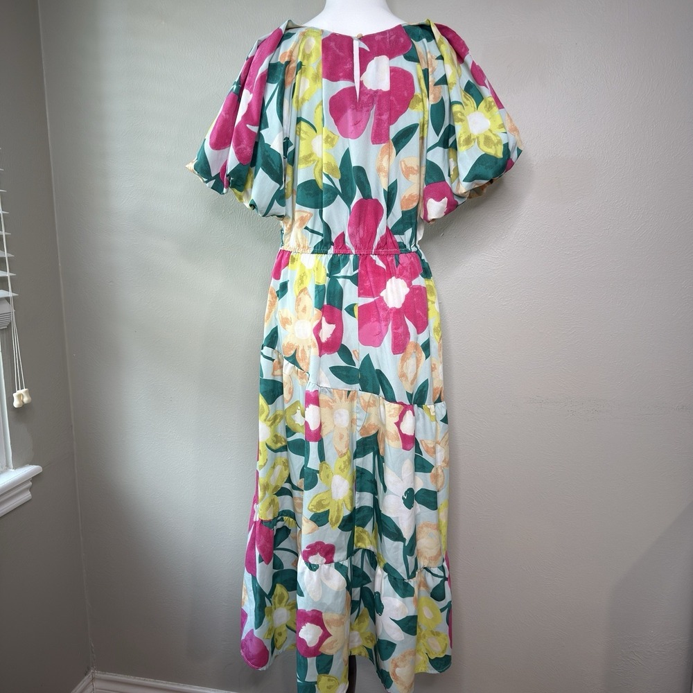 Umgee L Maxi Dress Floral Tropical Resort Vacation Sundress Beachy Peasant Boho - Picture 3 of 12